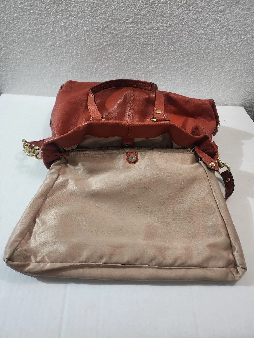 COACH Ashley Vermillion Orange Leather Satchel Shoulder Crossbody Bag Vintage
